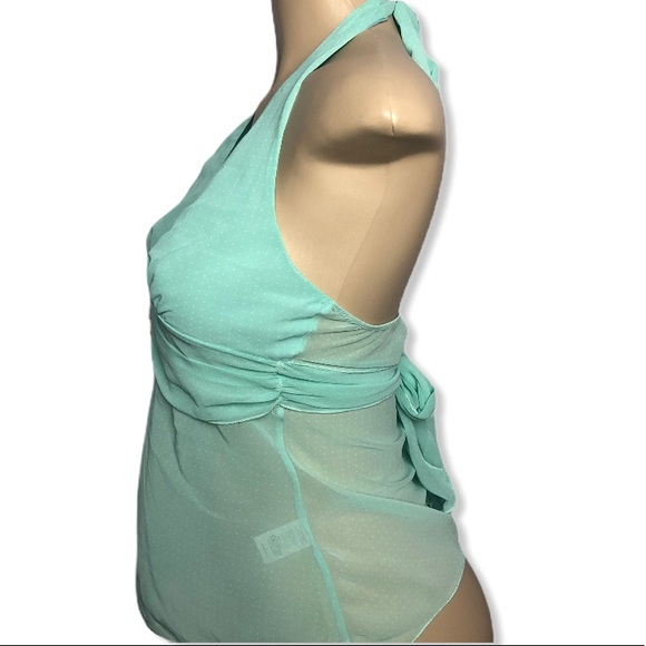 Zio Seagreen/Aqua White Polka Dot Halter - Picture 4 of 9